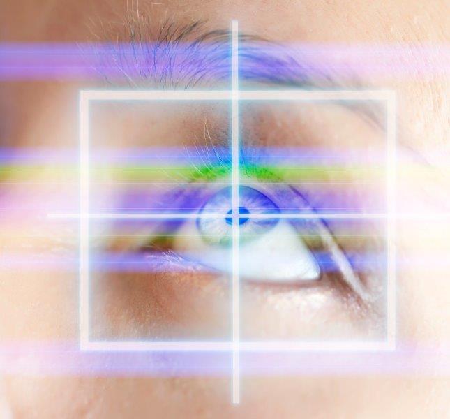 laser pointing on an eye
